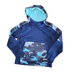 Russell Athletics Boys Tops, Navy Camo Print Hoodie With Kangaroo Pocket, Sz 6-7